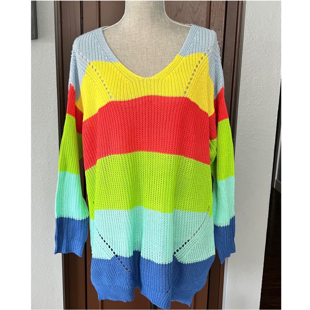 Maison Mascallier Multicolor Striped Split-Hem Sweater